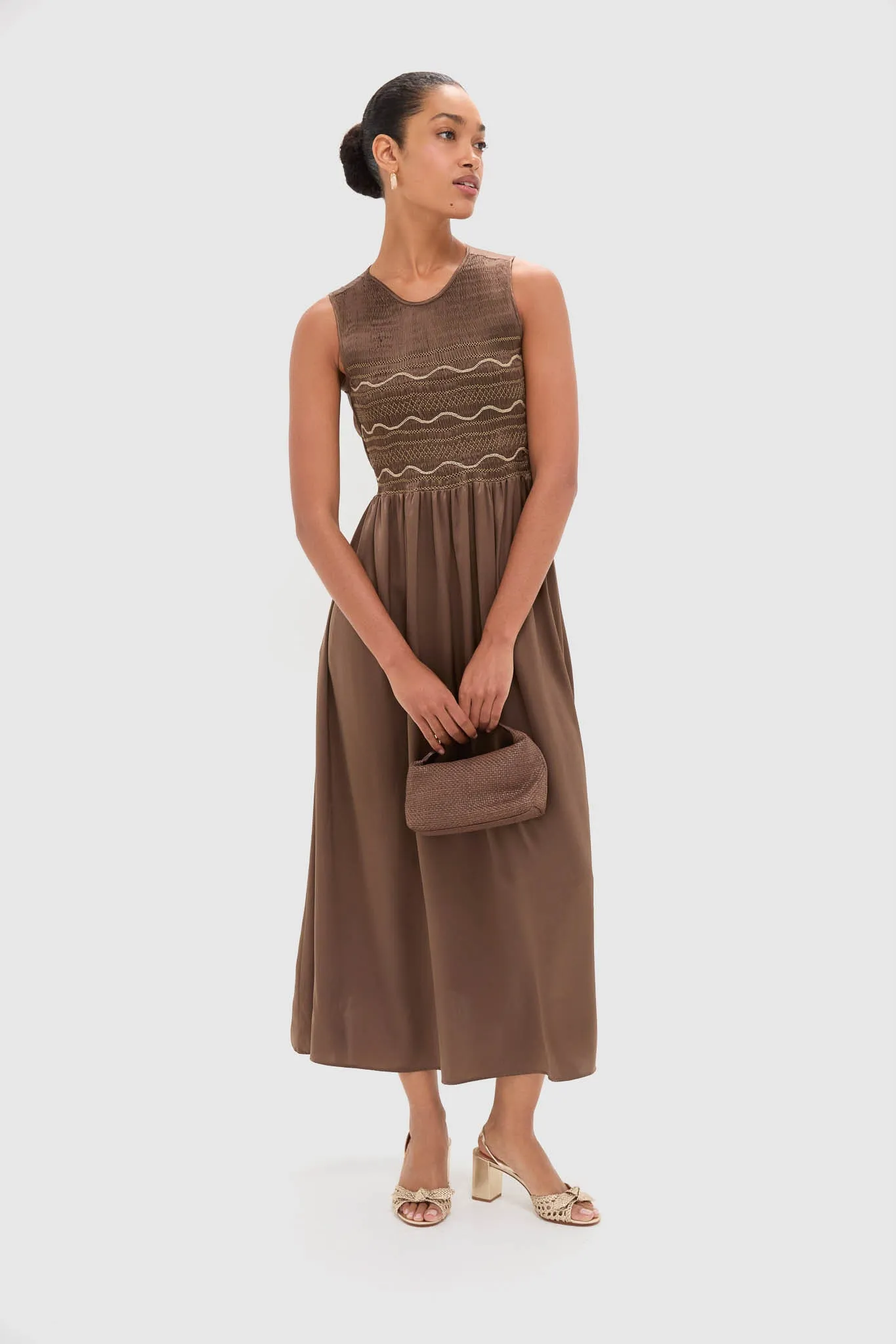 Regio Brown Silk Gioia Midi Dress sold by Tuckernuck product image thumbnail 2