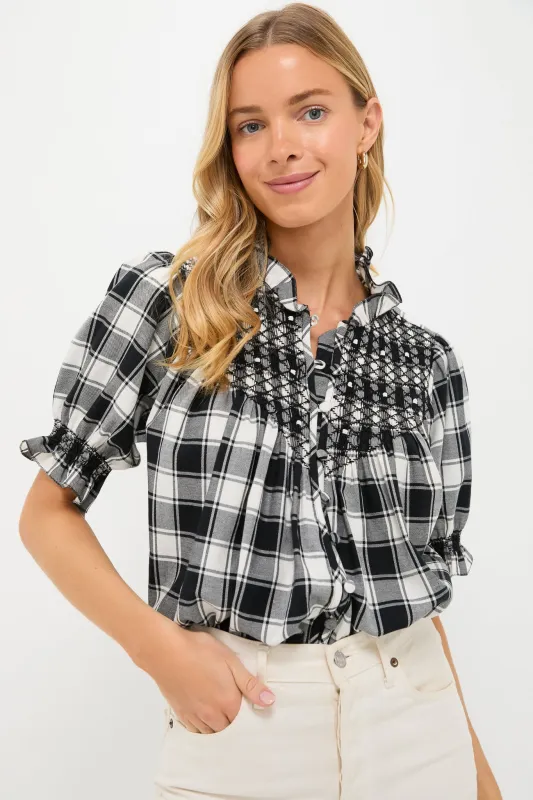 Black and White Arena Flannel Milvia Blouse sold by Tuckernuck