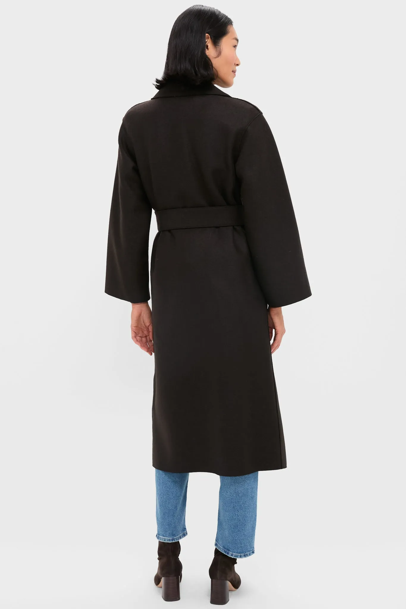 Dark Brown Belted Clutch Pressed Wool Coat sold by Tuckernuck product image thumbnail 3