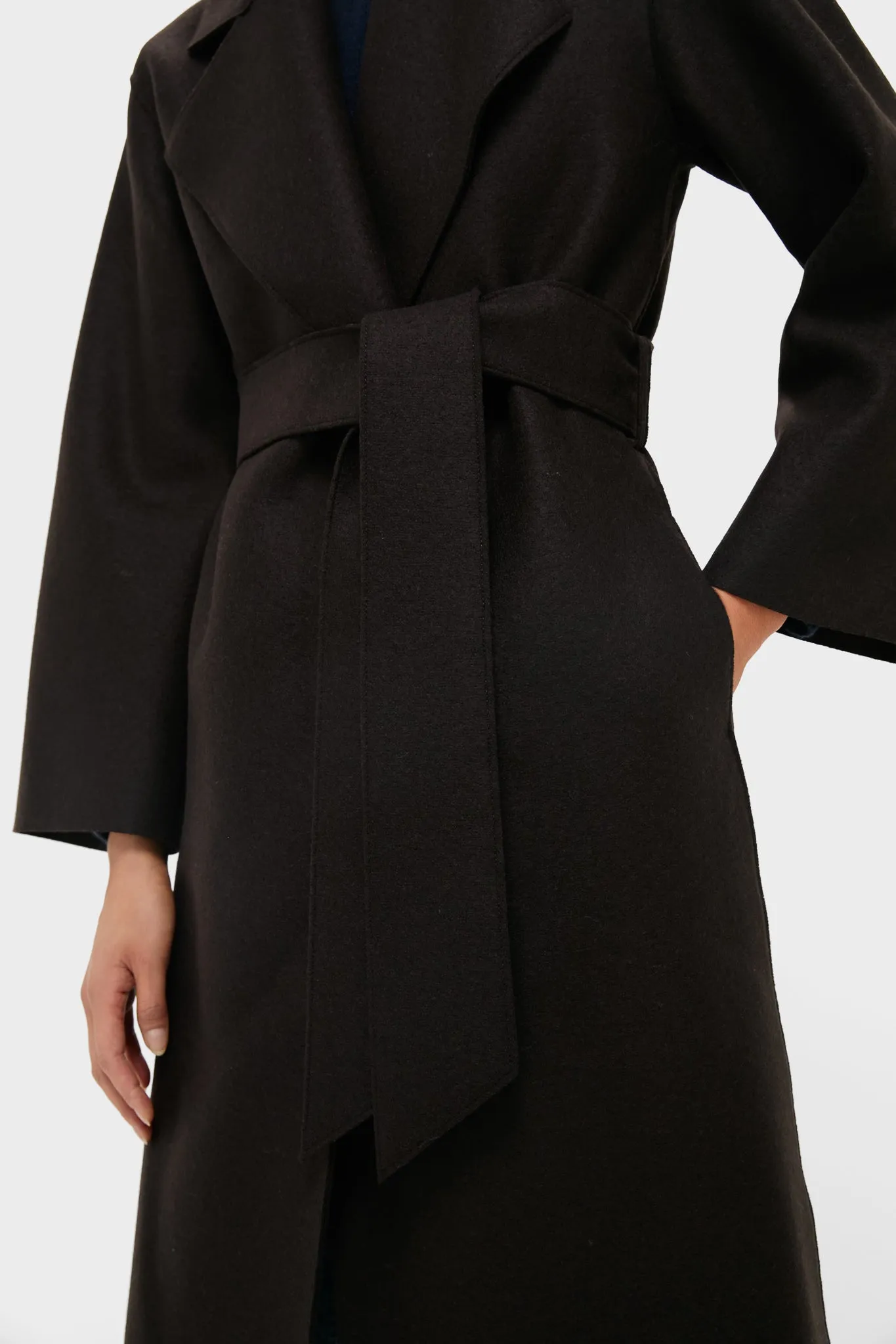 Dark Brown Belted Clutch Pressed Wool Coat sold by Tuckernuck product image thumbnail 5