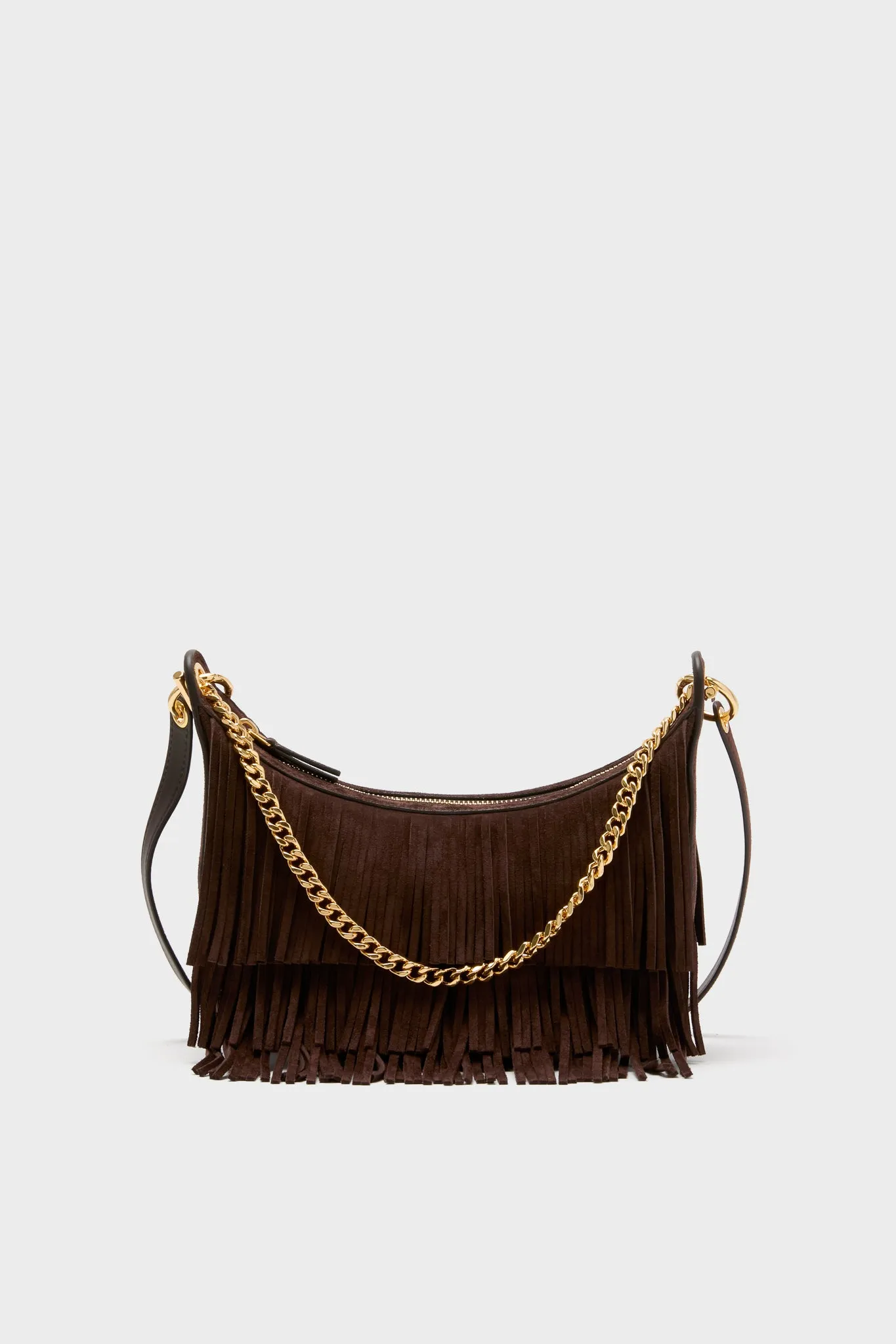 Espresso Small Suede Fringe Fortune Hobo Bag sold by Tuckernuck