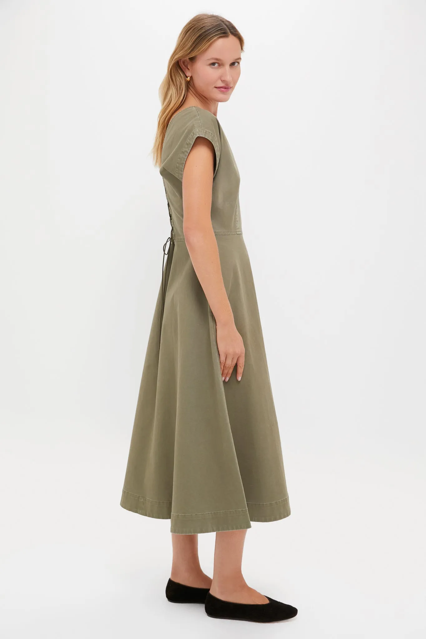 Burnt Olive Chino Solen Midi Dress sold by Tuckernuck product image thumbnail 3