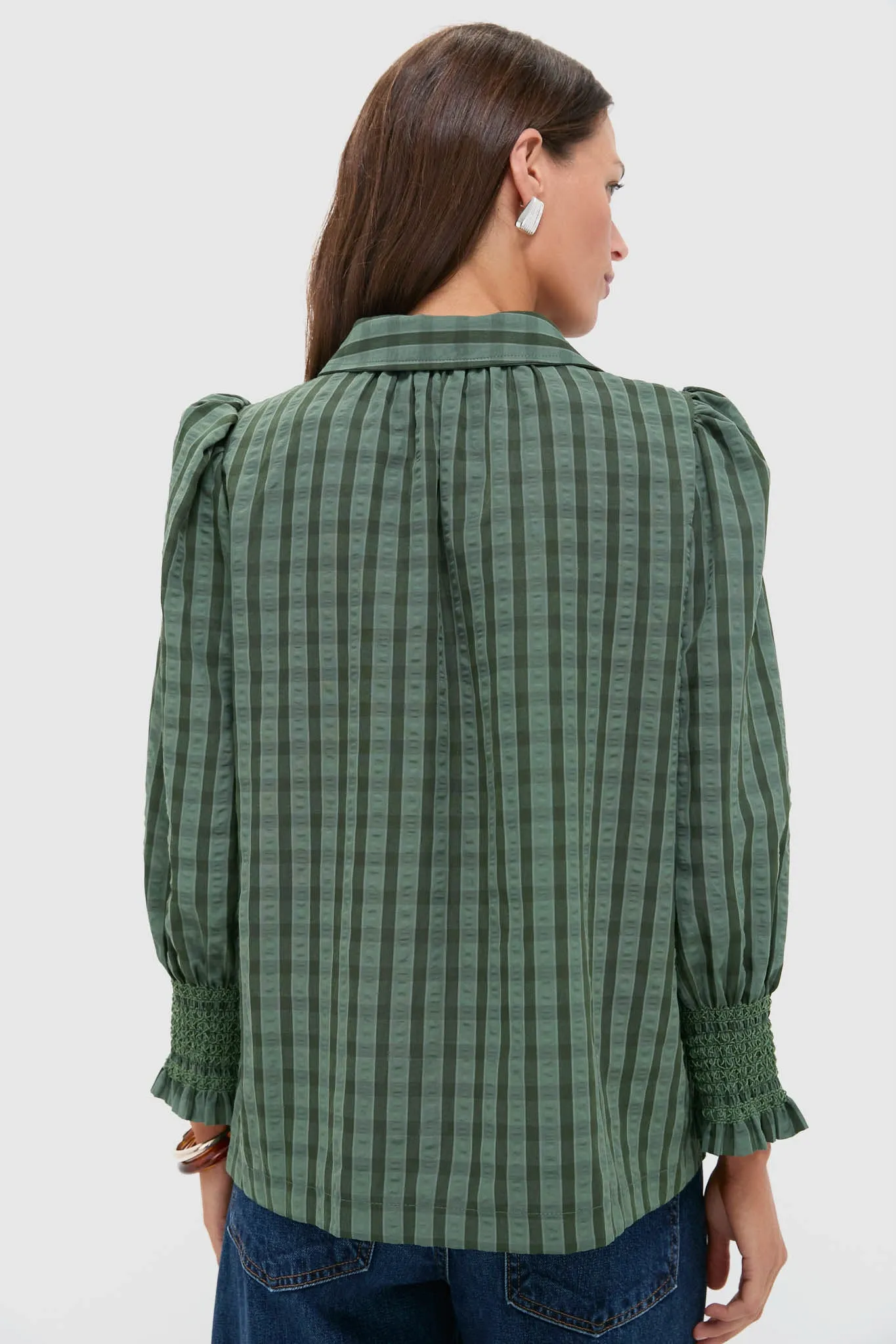 Green Windowpane Seersucker Vail Blouse sold by Tuckernuck product image thumbnail 4