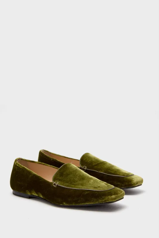 Olive Velvet Kam Loafers made by Tuckernuck