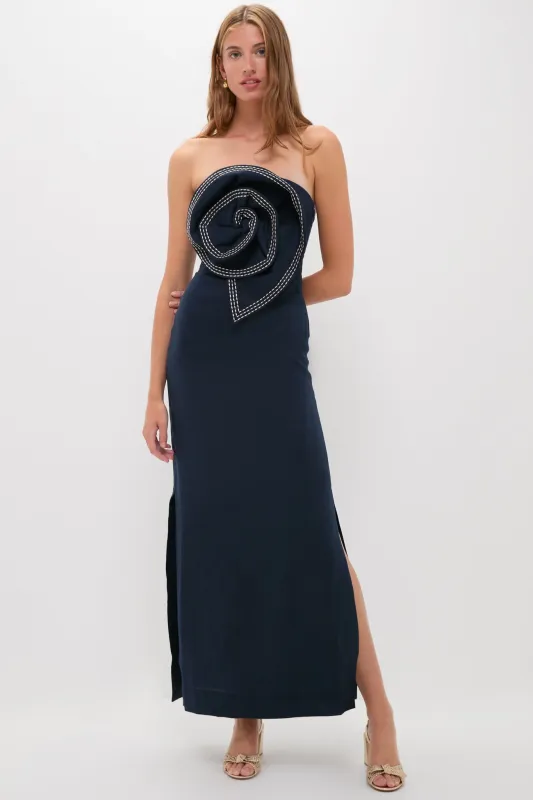 Navy Tactos Embroidered Maxi Dress sold by Tuckernuck