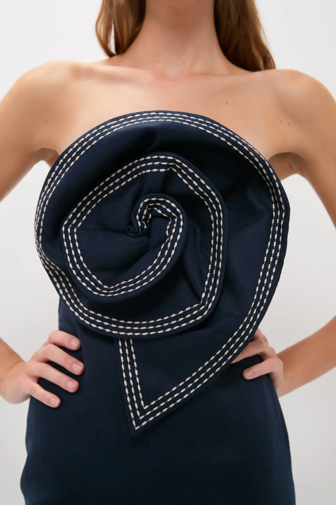 Navy Tactos Embroidered Maxi Dress sold by Tuckernuck product image thumbnail 5