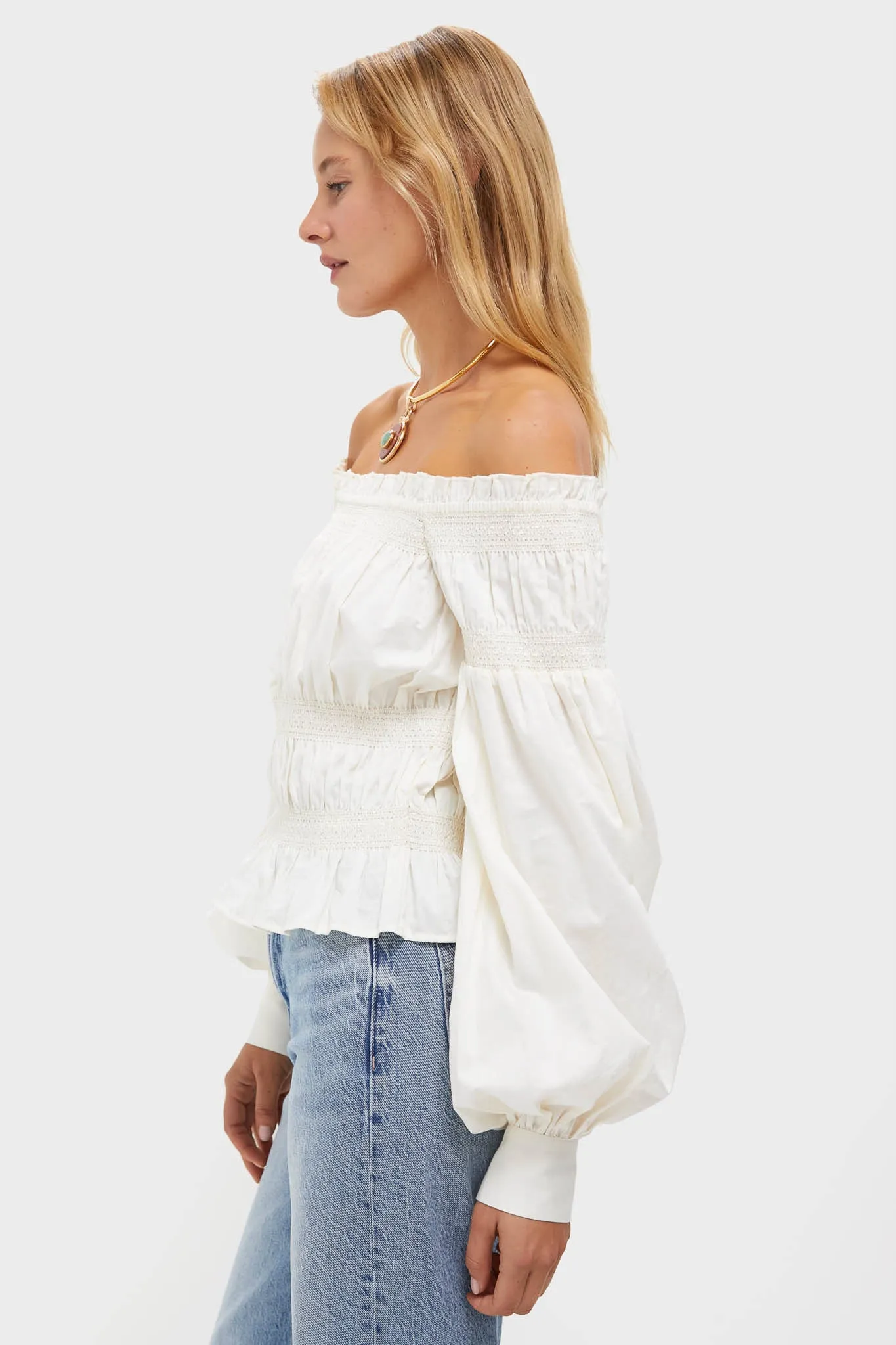 Vintage White Smocked Adeline Blouse sold by Tuckernuck product image thumbnail 3