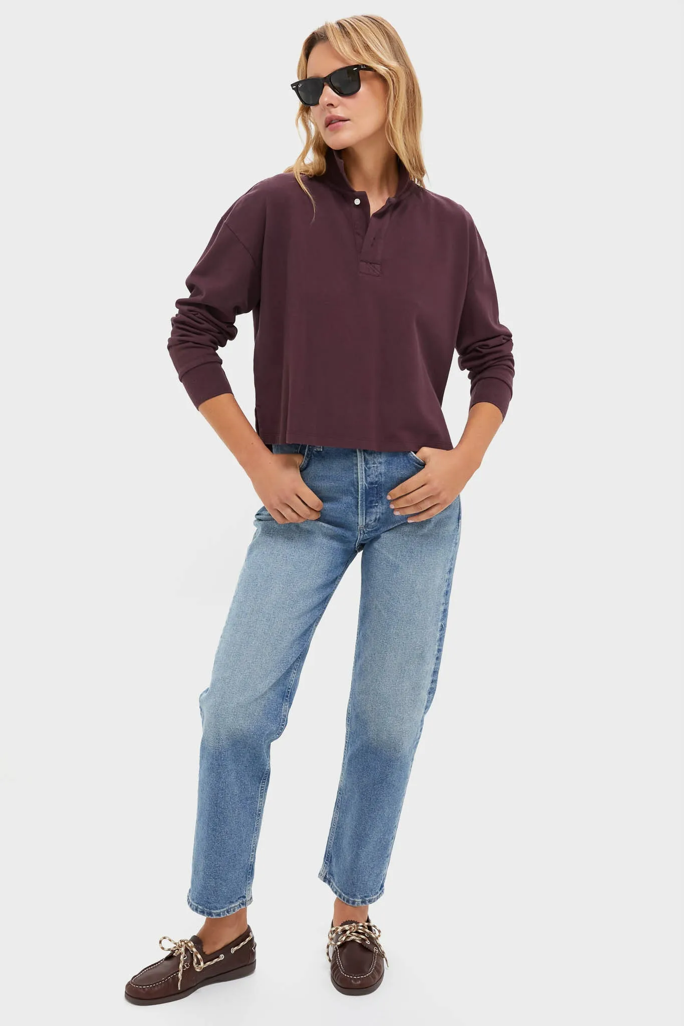 Winetasting Long Sleeve Pique Holmes Boyfriend Polo sold by Tuckernuck