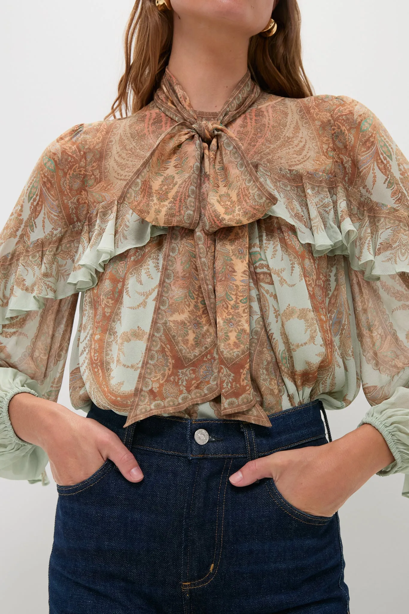 Mint Paisley Memento Flutter Blouse sold by Tuckernuck product image thumbnail 5