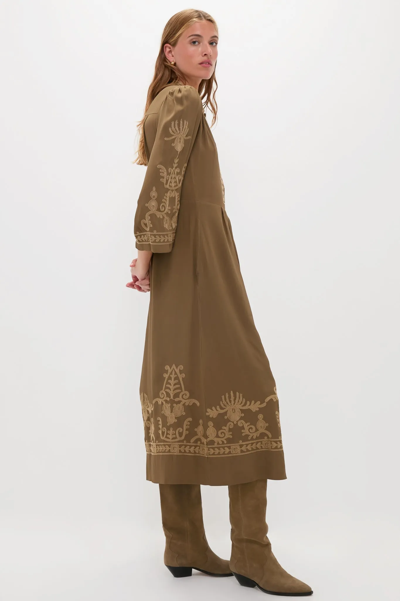 Khaki Feliana Dress sold by Tuckernuck product image thumbnail 3