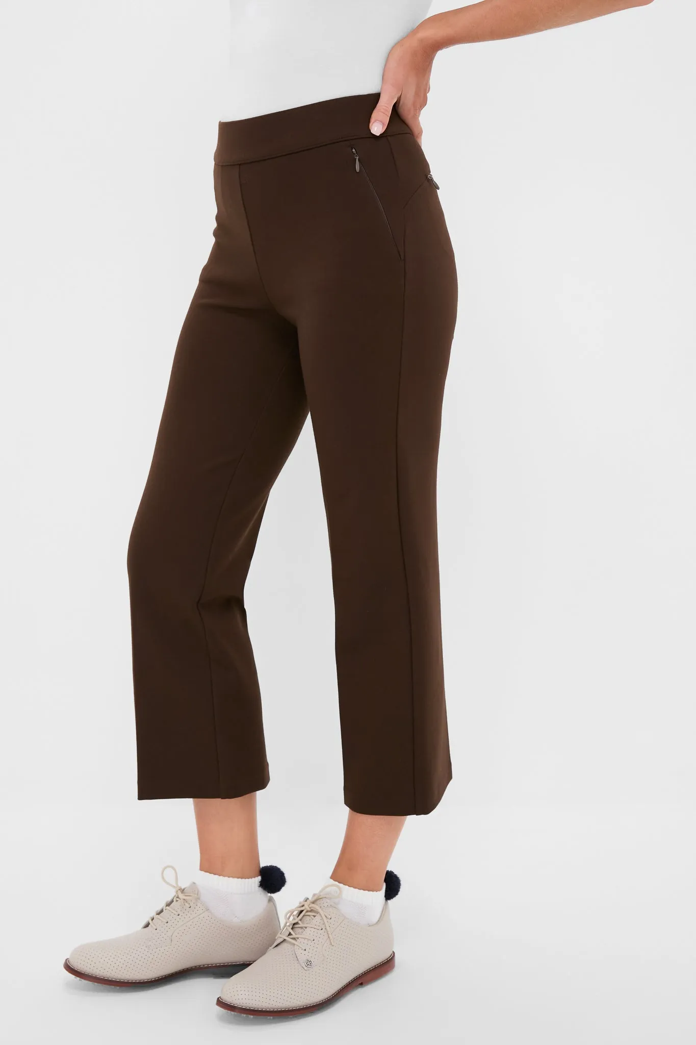 Chocolate Brown 25 Inch Cropped Compression September Pant sold by Tuckernuck product image thumbnail 3