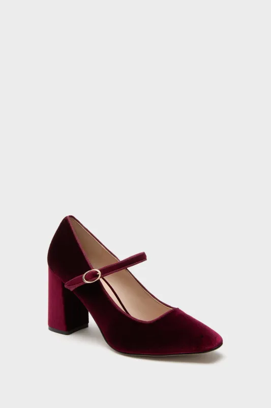 Oxblood Velvet Julia Heels sold by Tuckernuck