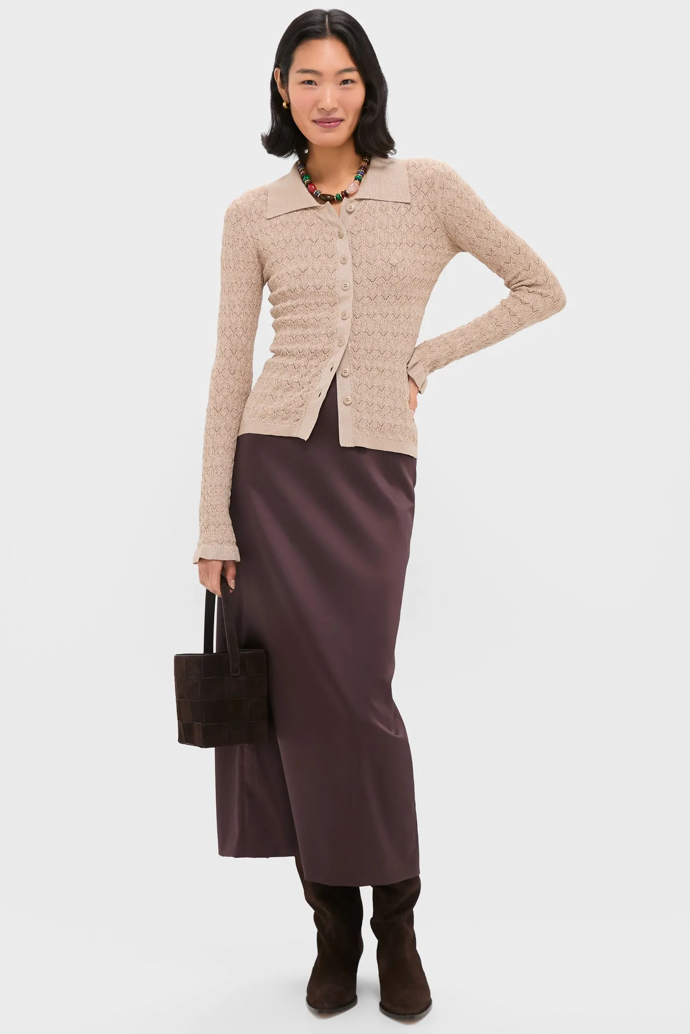 Champagne Ruby Knit Long Sleeve Polo sold by Tuckernuck product image thumbnail 2