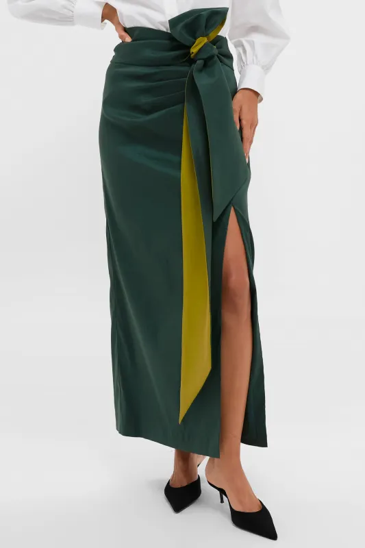 Forest Green Taffeta Angelise Tie Skirt sold by Tuckernuck