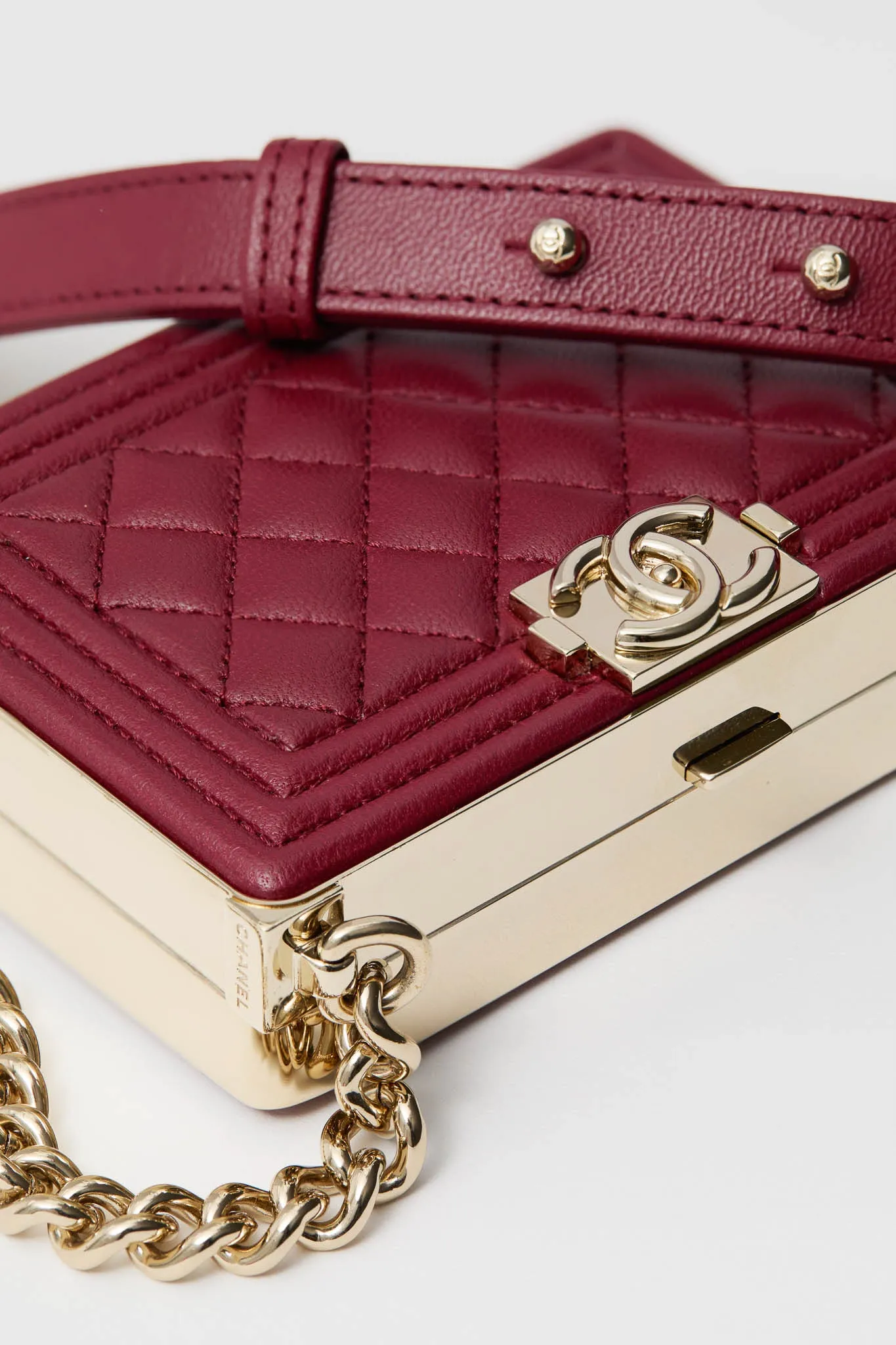 CHANEL Red Sheepskin Leather Boy Minaudiere sold by Tuckernuck product image thumbnail 5