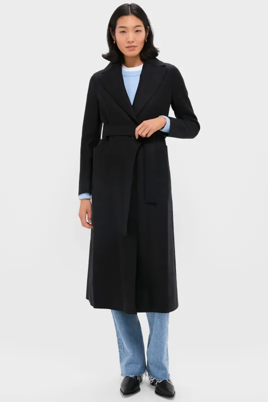 Black Pressed Wool Long Maxi Coat sold by Tuckernuck