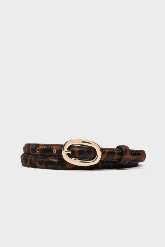Leopard Haircalf Oval Buckle Skinny Belt sold by Tuckernuck