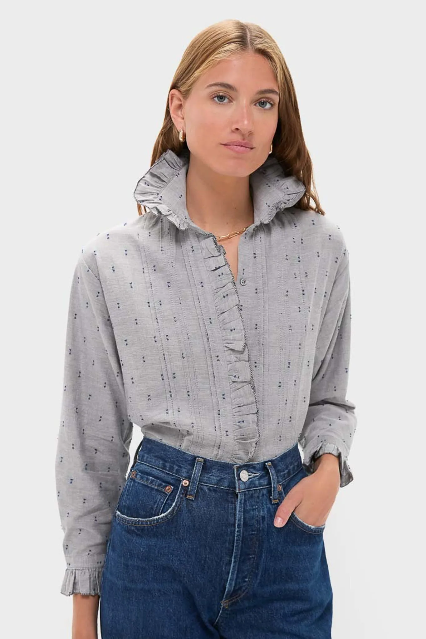 Indigo Dots French Heirloom Shirt sold by Tuckernuck