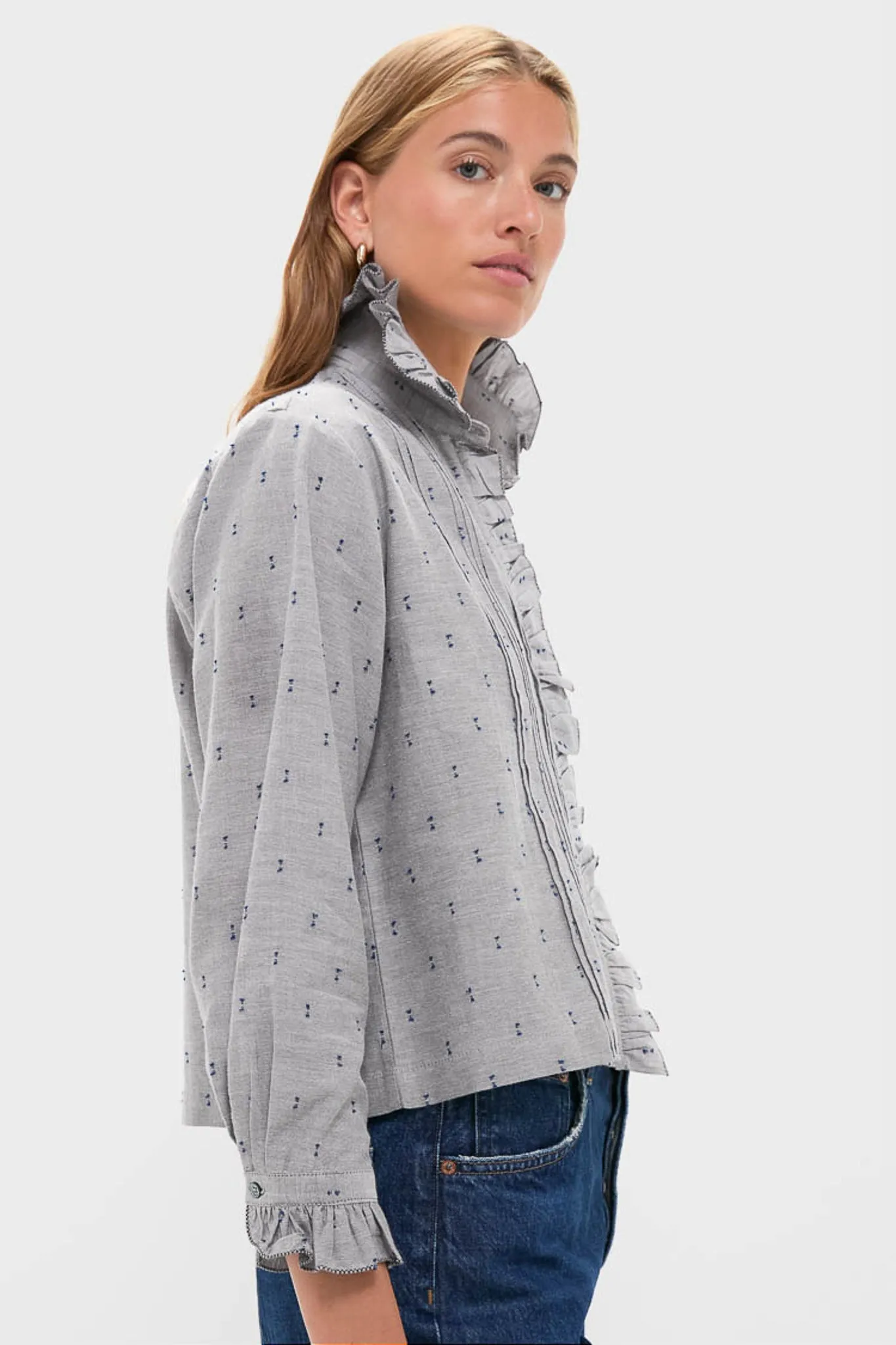 Indigo Dots French Heirloom Shirt sold by Tuckernuck product image thumbnail 3