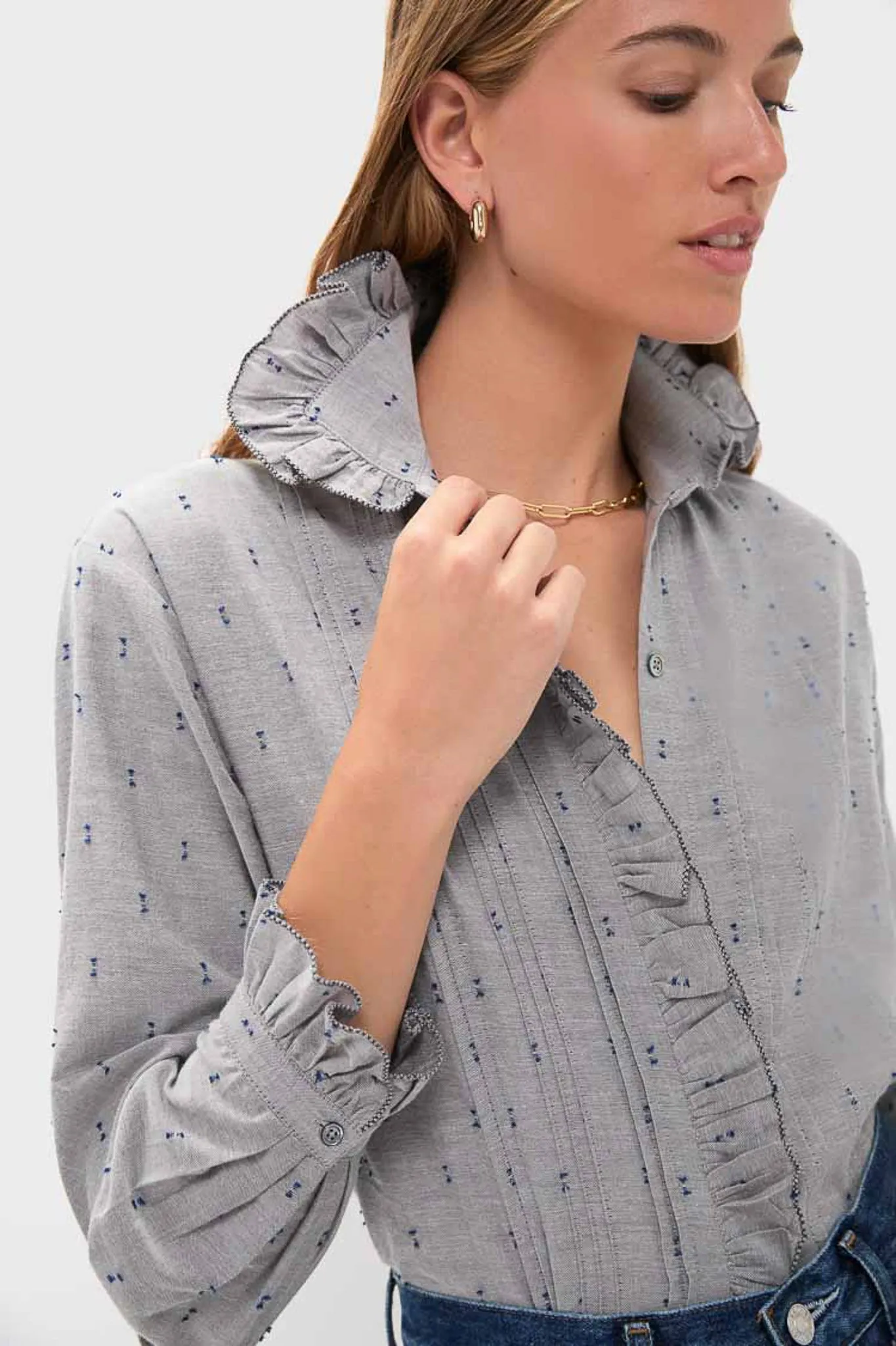 Indigo Dots French Heirloom Shirt sold by Tuckernuck product image thumbnail 5