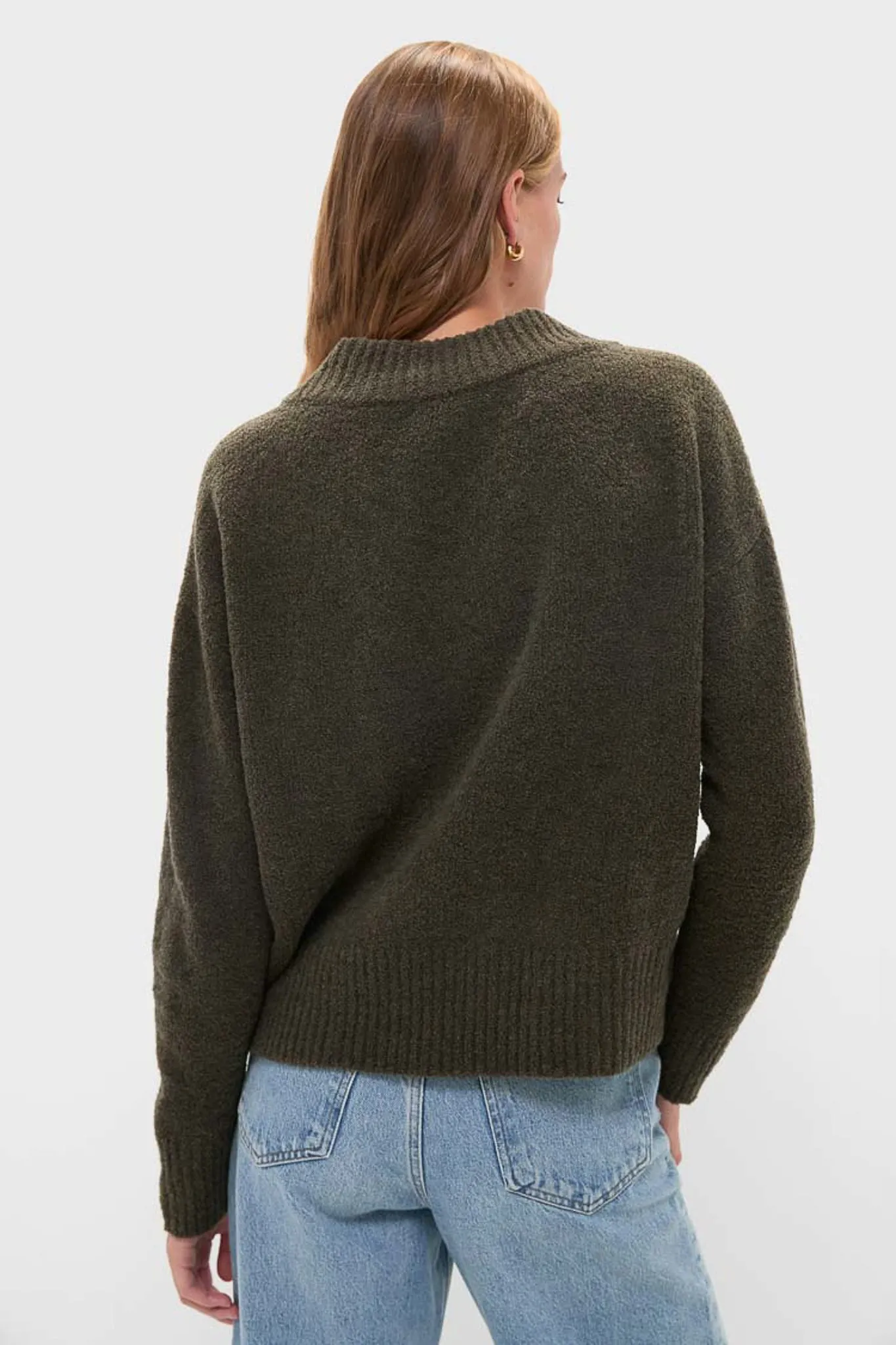 Olive Wool Boxy V-Neck Sweater sold by Tuckernuck product image thumbnail 4
