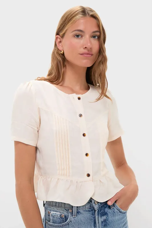 Arctic Wolf Short Sleeve Pintuck Top sold by Tuckernuck