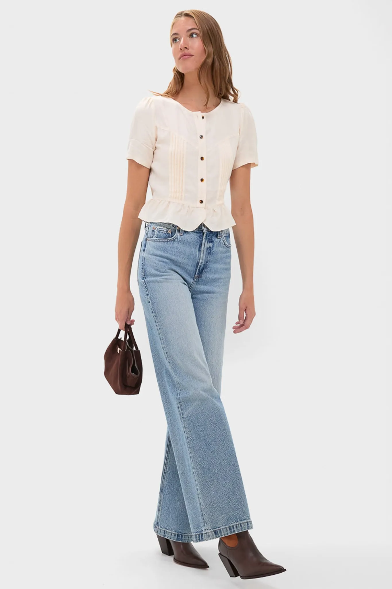 Arctic Wolf Short Sleeve Pintuck Top sold by Tuckernuck product image thumbnail 2