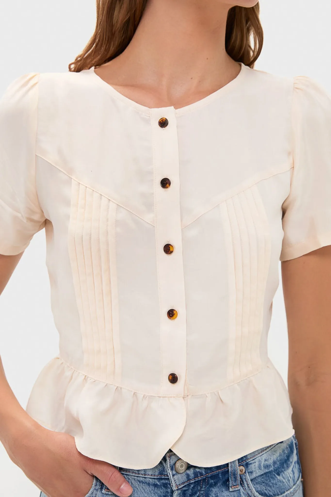 Arctic Wolf Short Sleeve Pintuck Top sold by Tuckernuck product image thumbnail 5