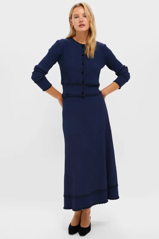 Navy Knit Claudia Midi Skirt sold by Tuckernuck