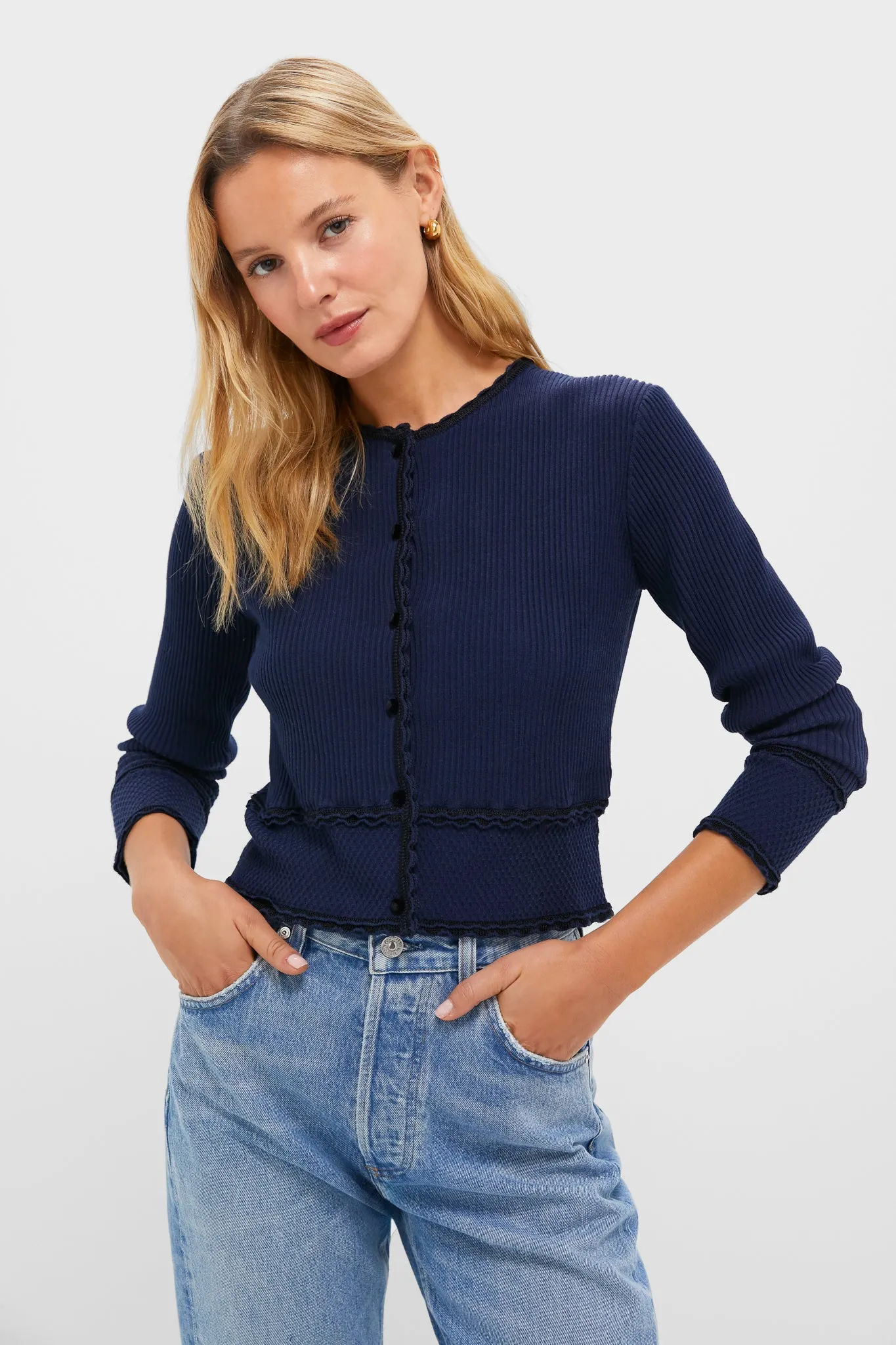 Navy Knit Lily Cardigan sold by Tuckernuck product image thumbnail 3