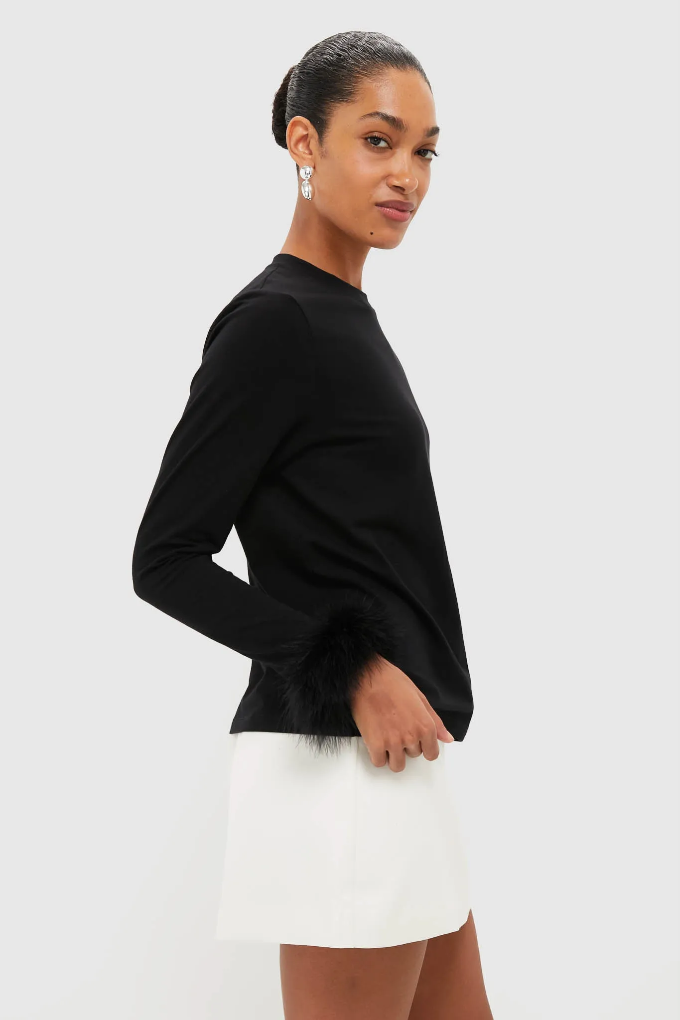 Black Long Sleeve T-Shirt with Detachable Feathers sold by Tuckernuck product image thumbnail 3