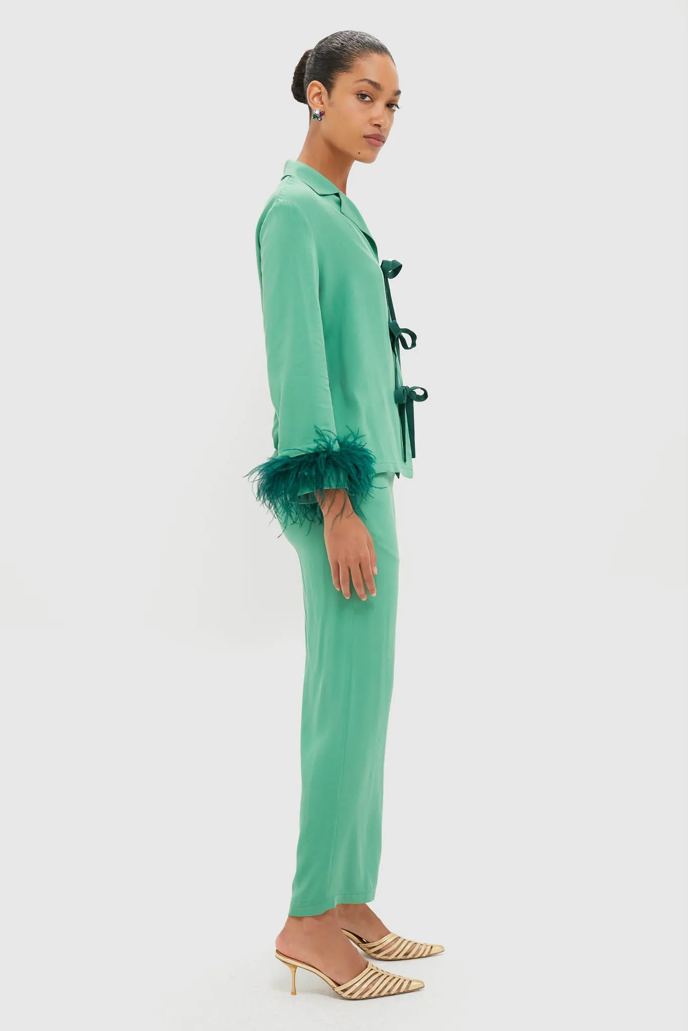 Green Bow Pajama Set with Detachable Feathers sold by Tuckernuck product image thumbnail 3