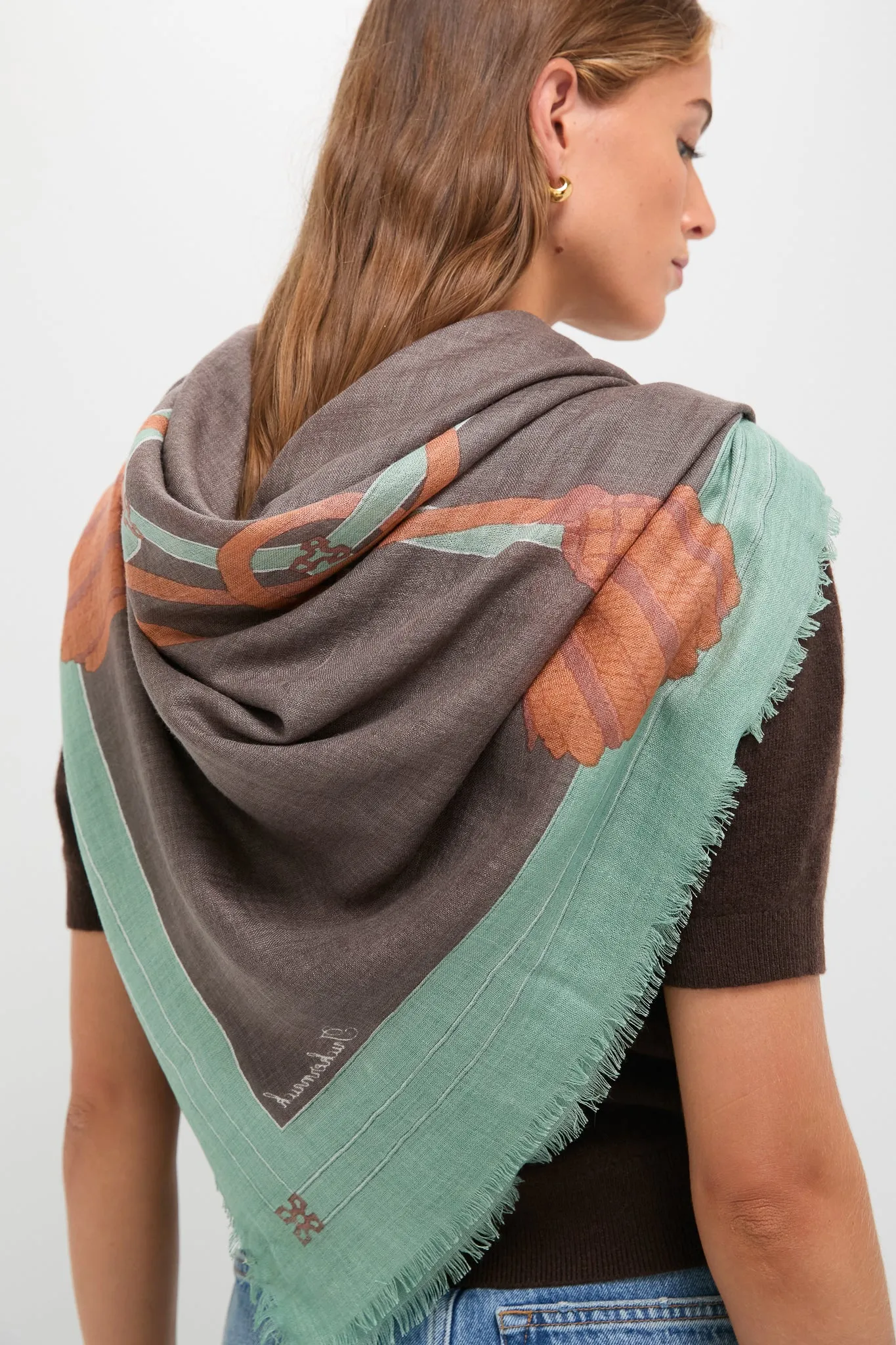 French Tassel Silk Cashmere Blend Large Scarf sold by Tuckernuck product image thumbnail 2