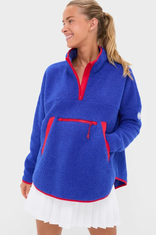 Blue and Red Fleece Cady Quarter Zip sold by Tuckernuck
