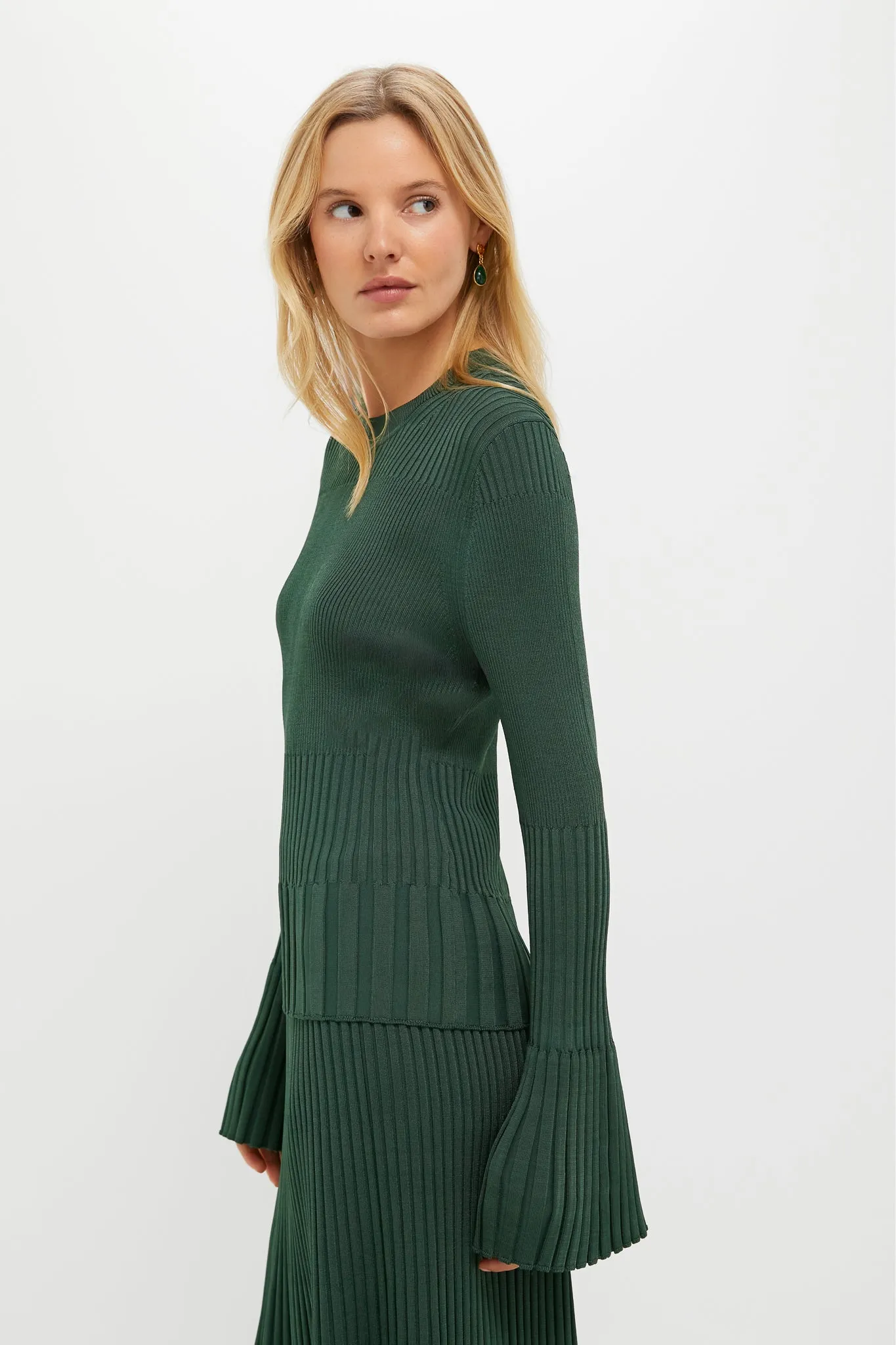 Dark Green Bell Sleeve Rib Sweater sold by Tuckernuck product image thumbnail 3