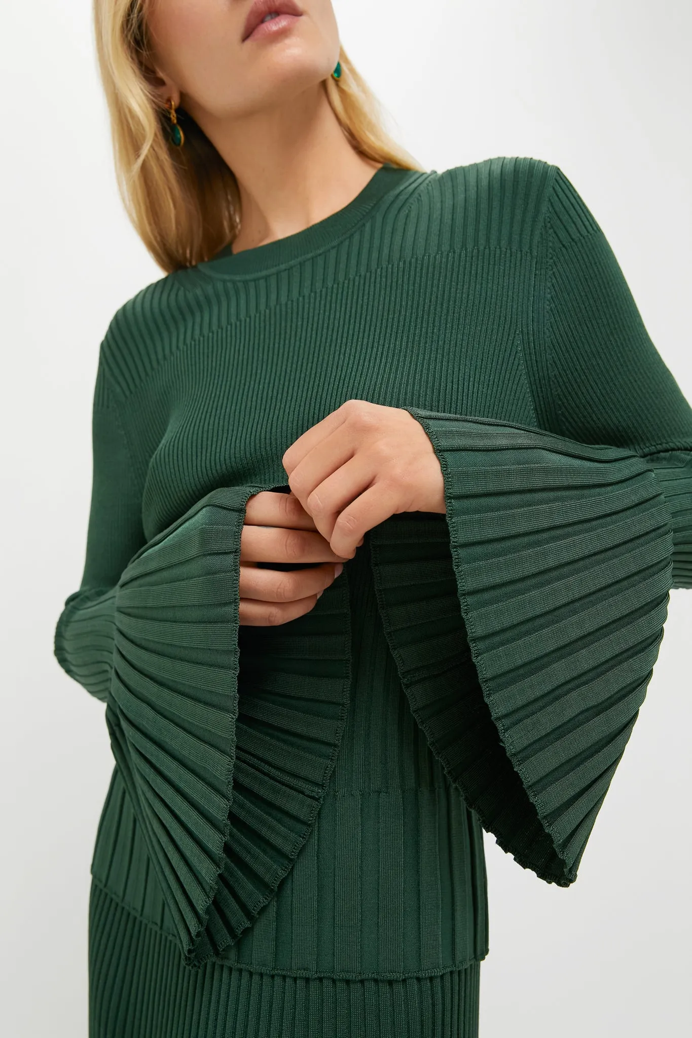 Dark Green Bell Sleeve Rib Sweater sold by Tuckernuck product image thumbnail 5