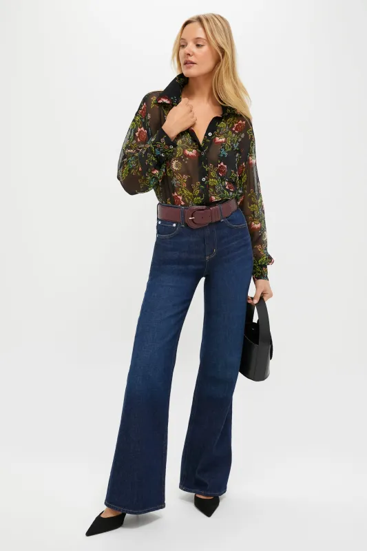 Midnight Moonflower Sheer Alysse Blouse sold by Tuckernuck