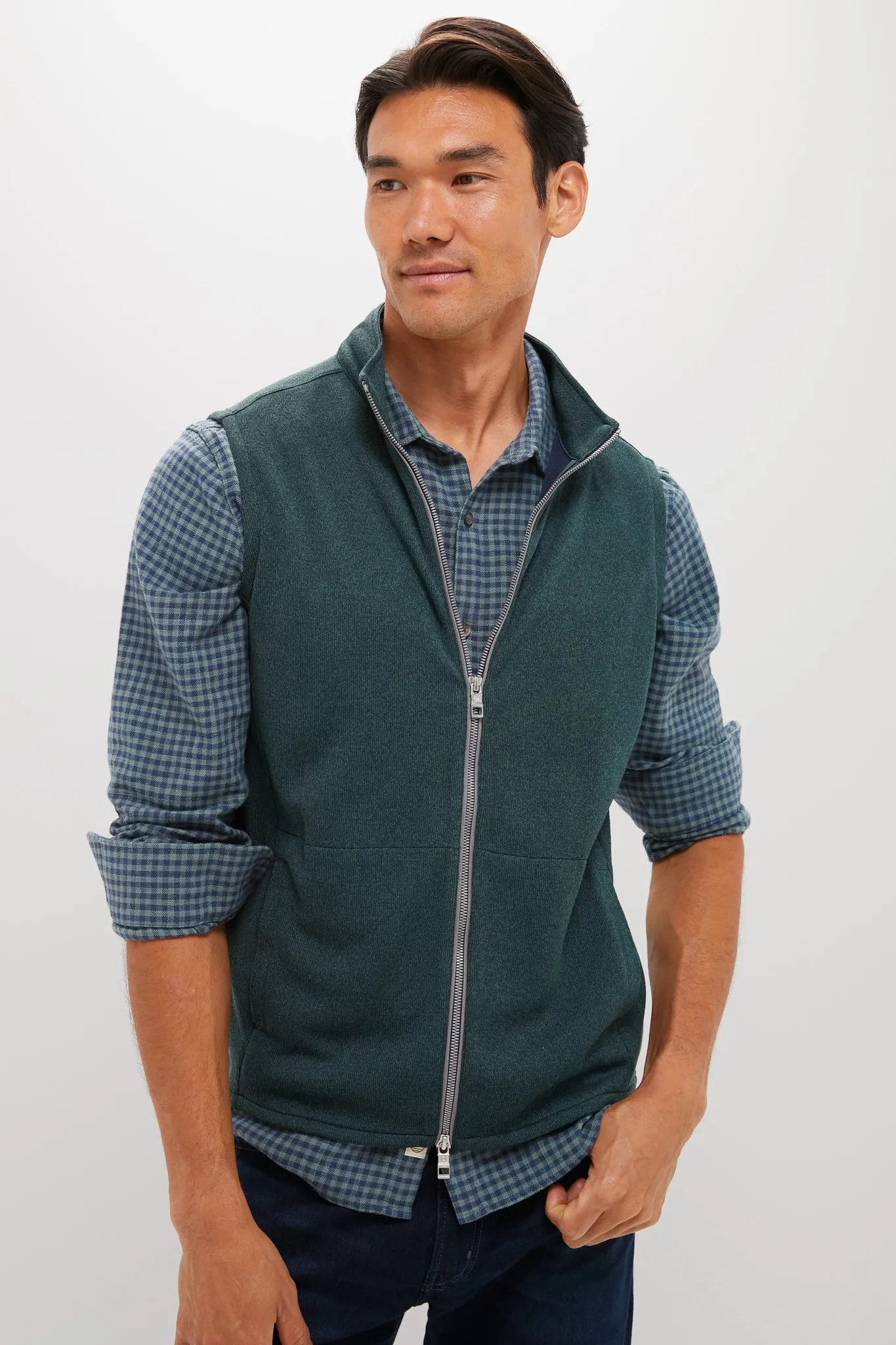 Deep Verdant Crown Sweater Fleece Vest sold by Tuckernuck