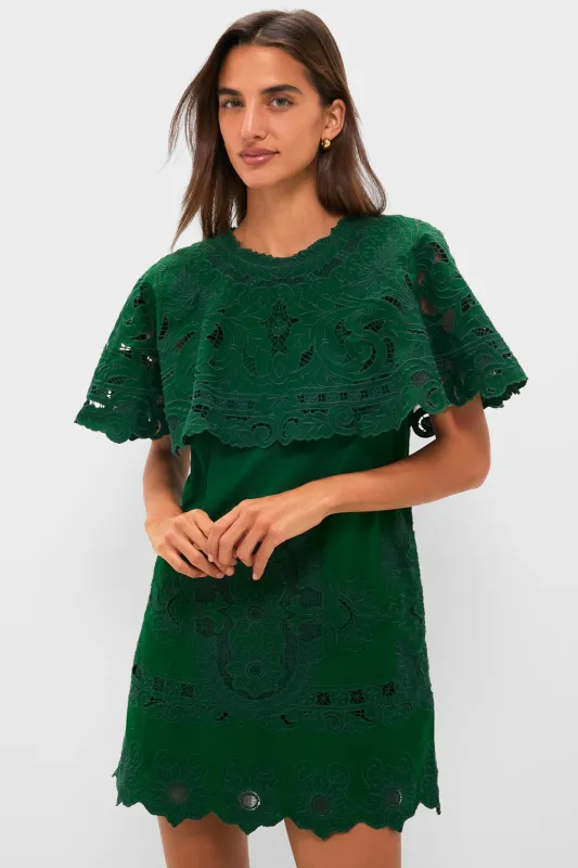 Green Ceci Embroidery Capelet Mini Dress sold by Tuckernuck