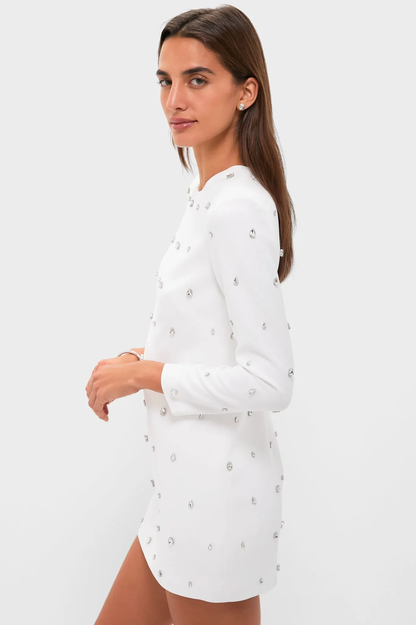 White with Crystal Kenna Long Sleeve Mini Dress sold by Tuckernuck product image thumbnail 3