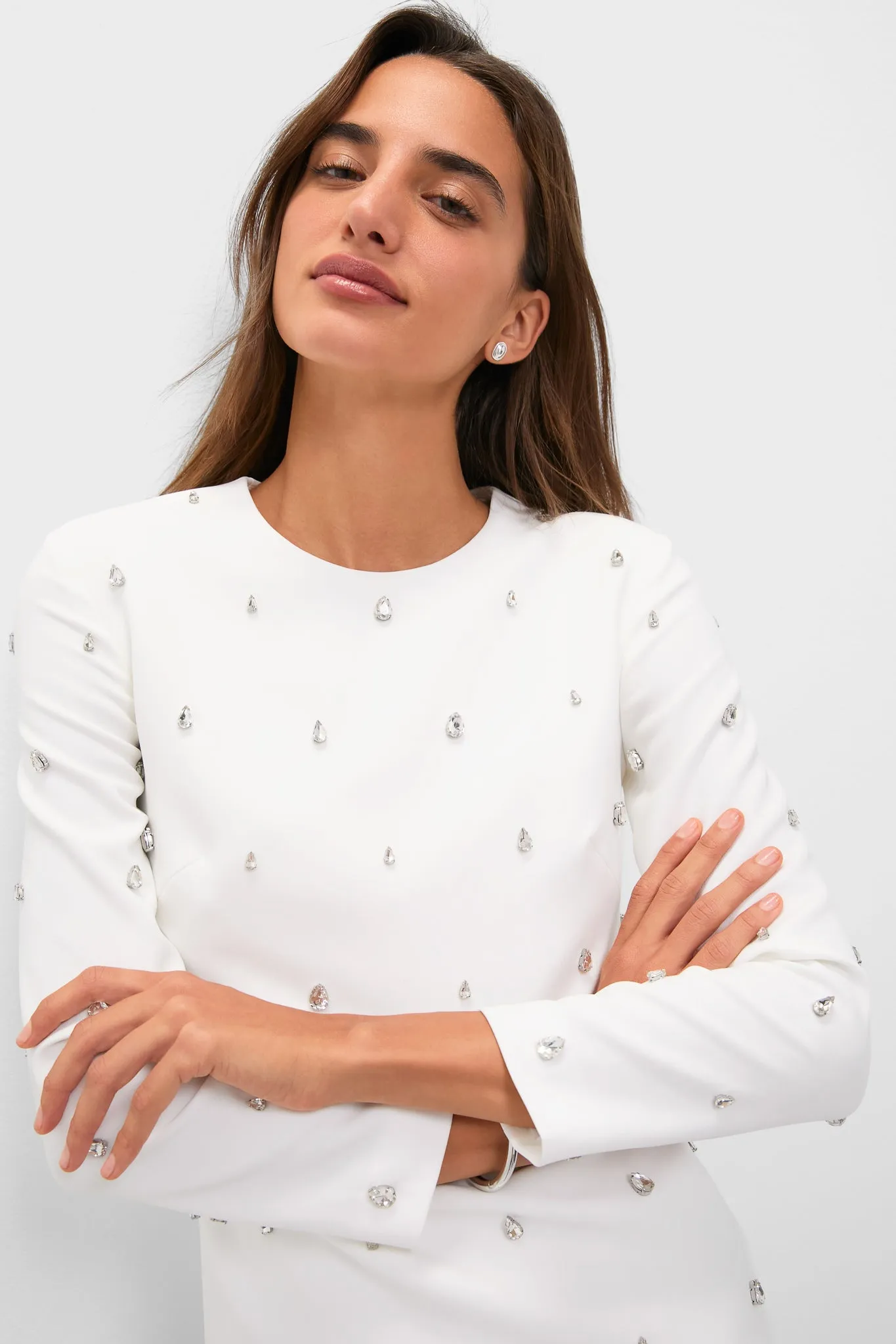 White with Crystal Kenna Long Sleeve Mini Dress sold by Tuckernuck product image thumbnail 5