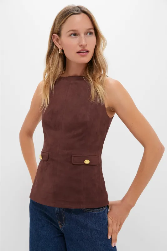 Brown Faux Suede Franz Top sold by Tuckernuck