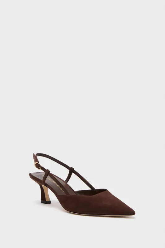 Walnut Patent 50 Vinnie Slingback Heels sold by Tuckernuck