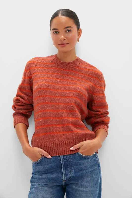 Burnt Orange Stripe Claydon Knitted Jumper sold by Tuckernuck