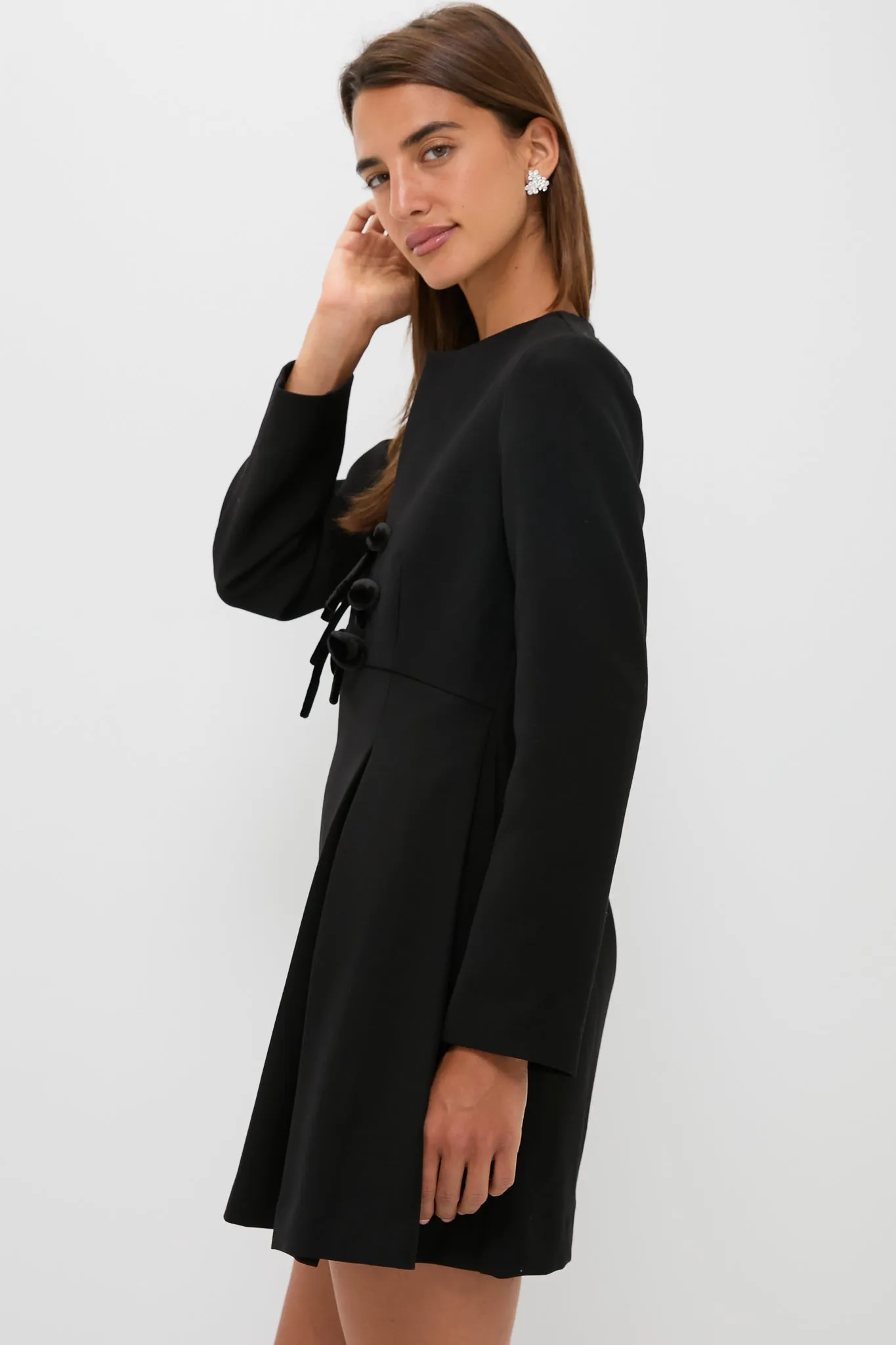 Black Crepe Blair Bow Coat Dress sold by Tuckernuck product image thumbnail 4