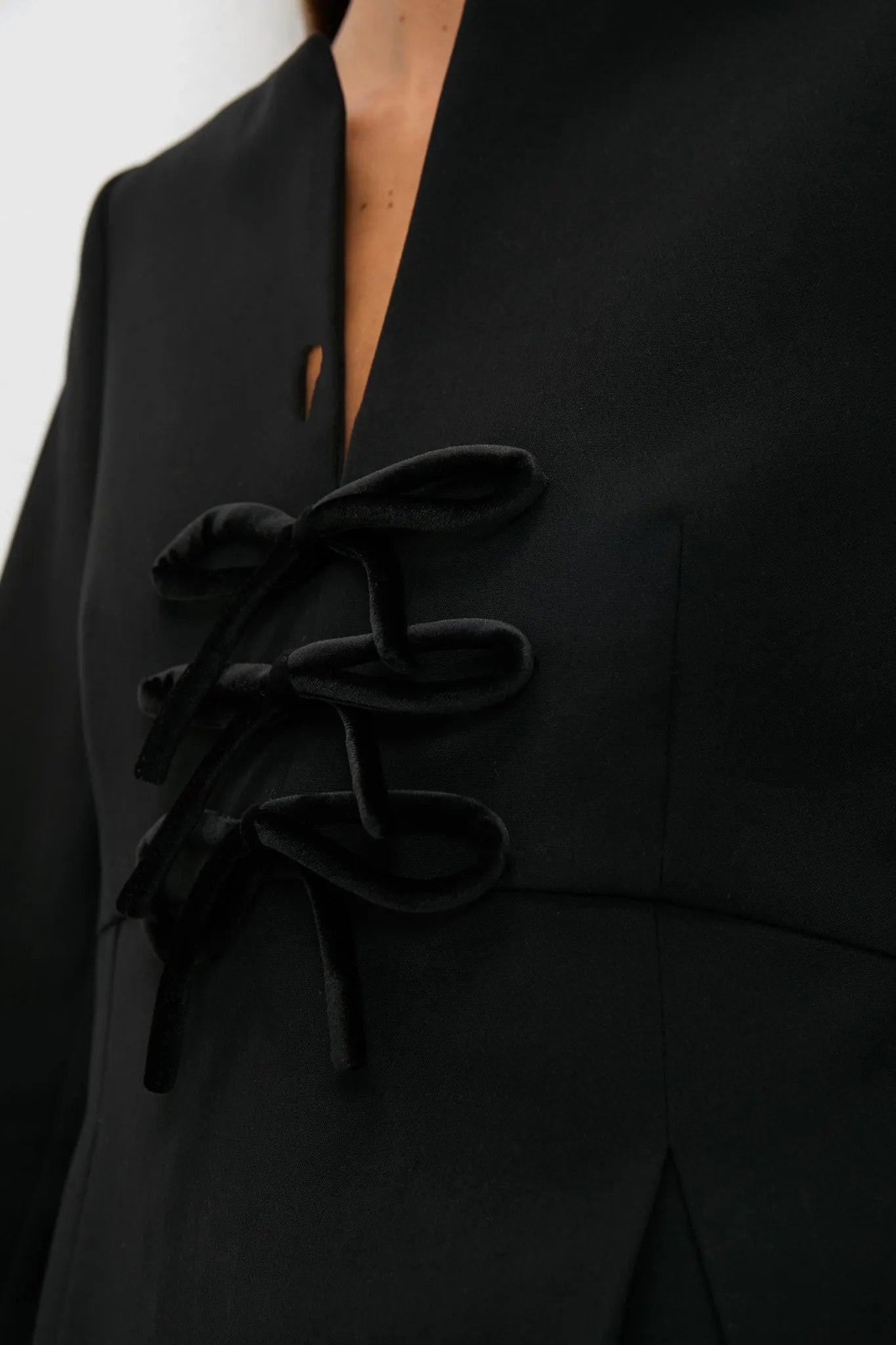 Black Crepe Blair Bow Coat Dress sold by Tuckernuck product image thumbnail 2