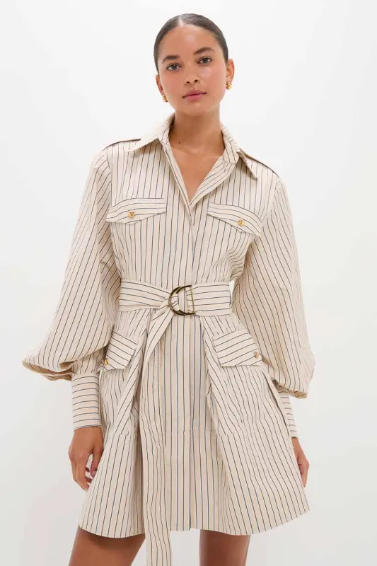 Almond Stripe Memento Utility Mini Dress made by Zimmermann