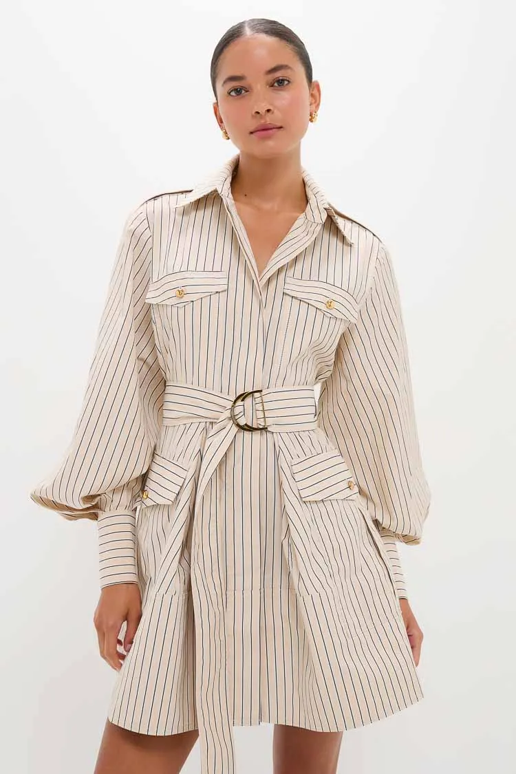 Almond Stripe Memento Utility Mini Dress sold by Tuckernuck