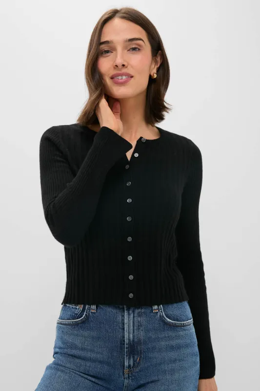 Black Kristin Ribbed Cardigan sold by Tuckernuck
