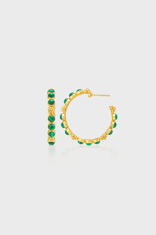 Berry Gem Medium Hoop Earrings - Malachite sold by Tuckernuck